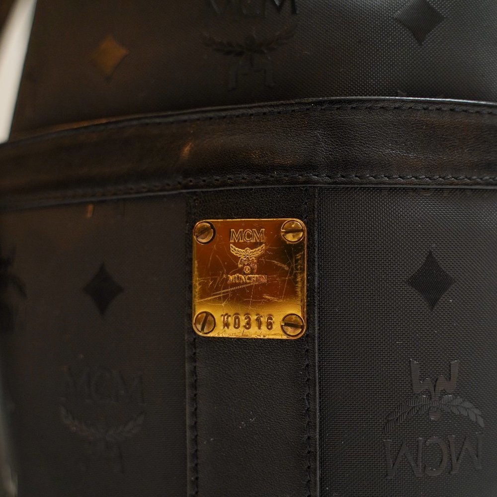 VINTAGE MCM Monogram Black Bucket Bag Drawstring Crossbody Purse - Picture 2 of 15